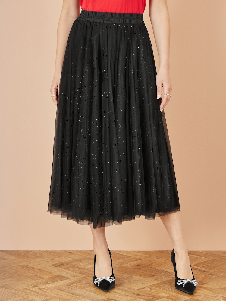 Yumi Black Sparkle Mesh Tulle Skirt - Image 1 of 4