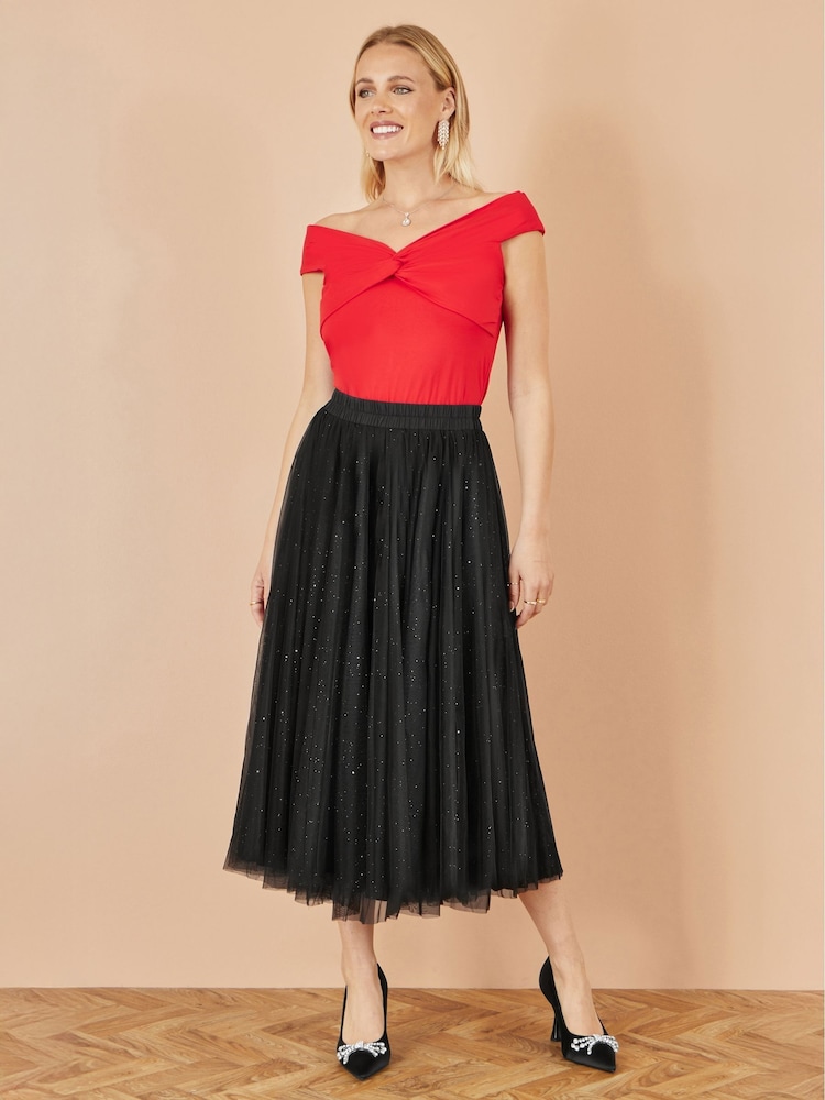 Yumi Black Sparkle Mesh Tulle Skirt - Image 2 of 4