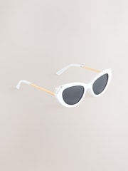 Alb - Bridal Cat Eye Sunglasses - Imaginea 3 din 6