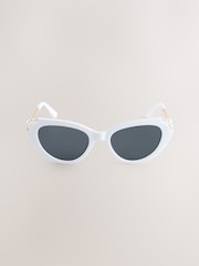Alb - Bridal Cat Eye Sunglasses - Imaginea 4 din 6