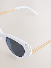 Alb - Bridal Cat Eye Sunglasses - Imaginea 5 din 6