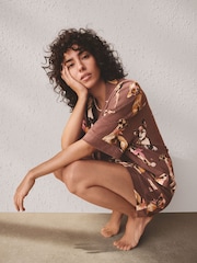 Mocha Brown Dogs Jersey Button Through Short Set Pyjamas - Image 2 of 6