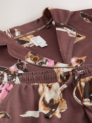 Cani color marrone moka - Set Pigiama corto Bottone passante in jersey - Immagine 8 di 9