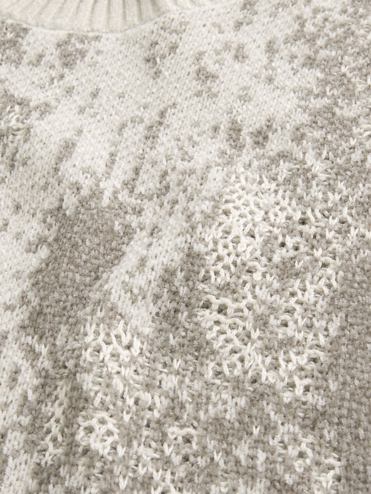 Hollister Cream Crew Neck Pattern Stitch Knitted Jumper - Image 4 of 4