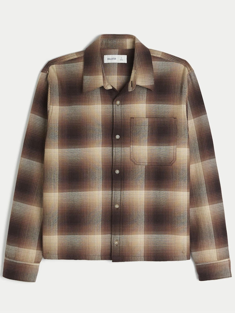 Buy Hollister Brown Flannel Check Button Through Shirt from Next USA Buy Hollister Brown Flannel Check Button Through Shirt from Next USA