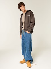 Hollister McLaren Back Print Graphic Zip Through Brown Hoodie - Image 3 of 5