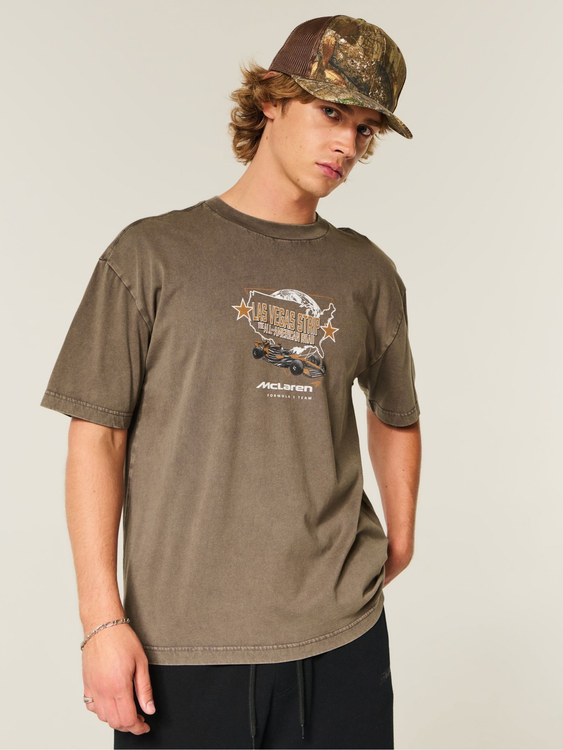Buy Hollister Brown McLaren Boxy Back Print Graphic Short Sleeve T