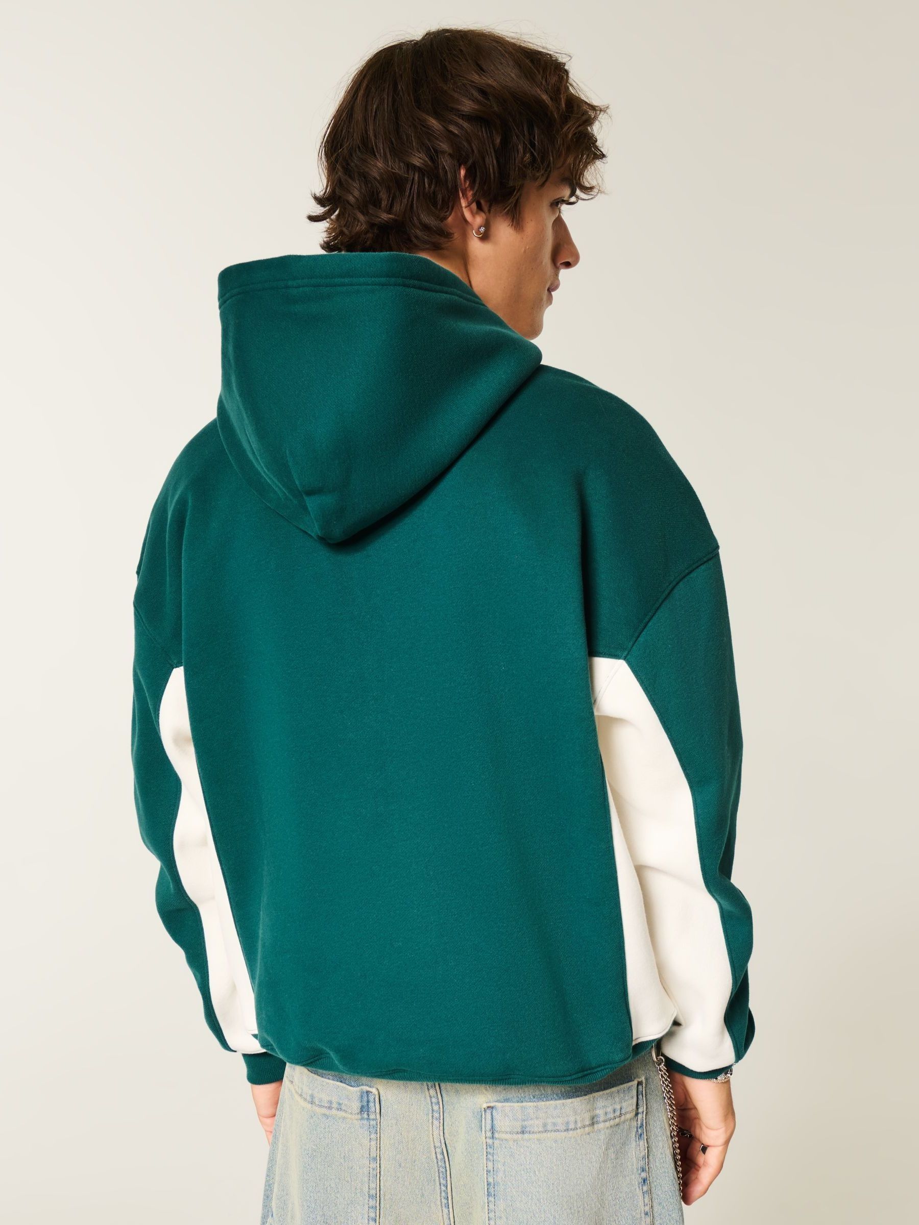 Buy Hollister Green Colourblock Boxy Logo Hoodie from Next USA