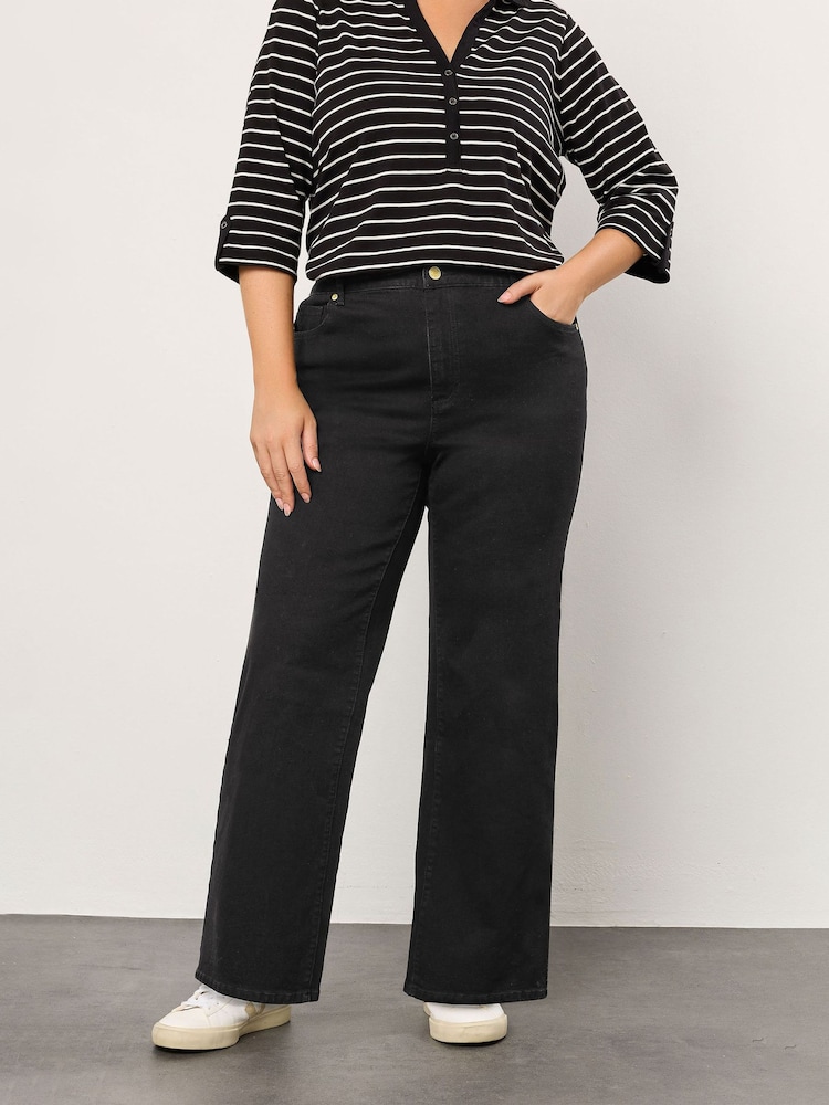 Evans Premium Wide Leg Black Jeans - Image 1 of 5 Evans Premium Wide Leg Black Jeans - Image 1 of 5