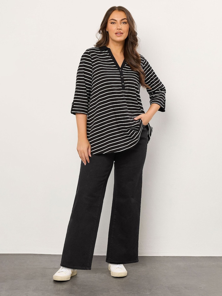 Evans Premium Wide Leg Black Jeans - Image 2 of 5 Evans Premium Wide Leg Black Jeans - Image 2 of 5