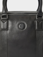 Schwarz - Osprey London Black The Compass Leather Weekender Bag - Bild 5 von 6