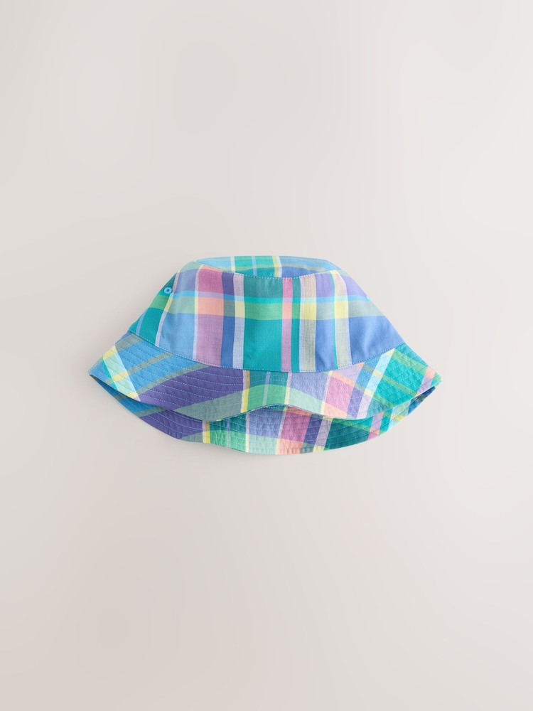 Blue Madras Check Reversible Bucket Hat - Image 1 of 5