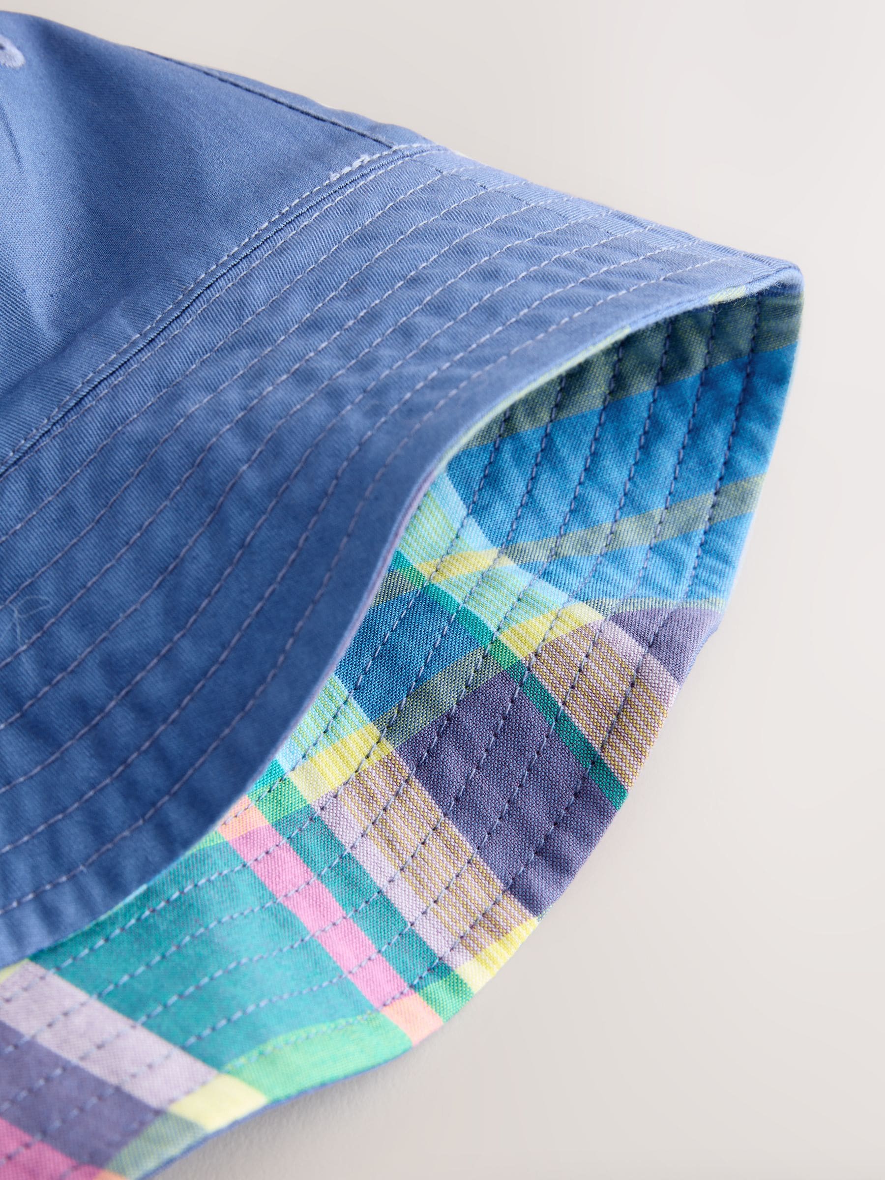 Buy Blue Madras Check Reversible Bucket Hat from Next USA