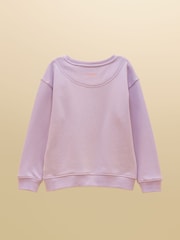 Joules Girls' Summerdays Lilac Purple Screenprint Crew Neck Sweatshirt - Image 2 of 5