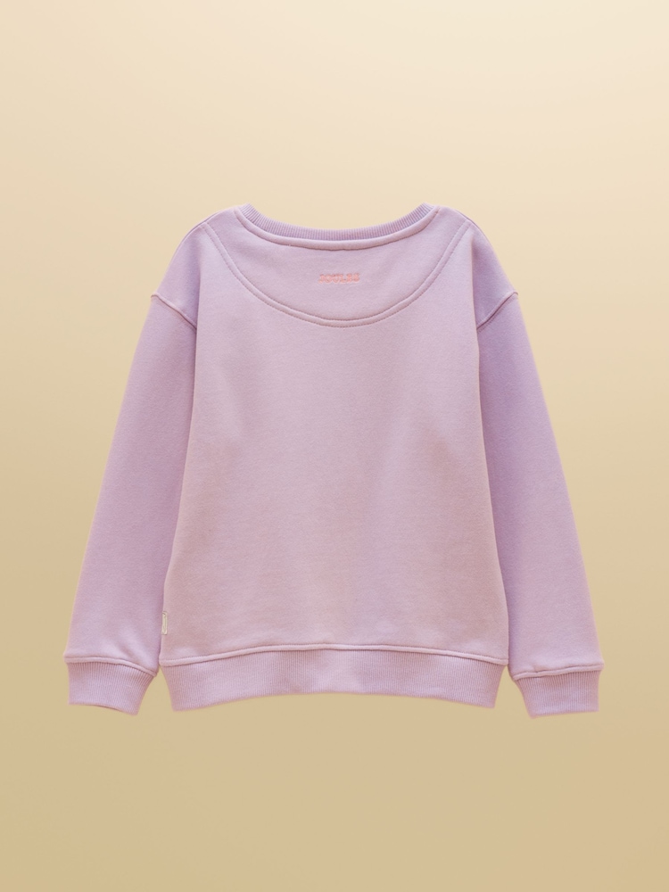Joules Girls' Summerdays Lilac Purple Screenprint Crew Neck Sweatshirt - Image 2 of 5