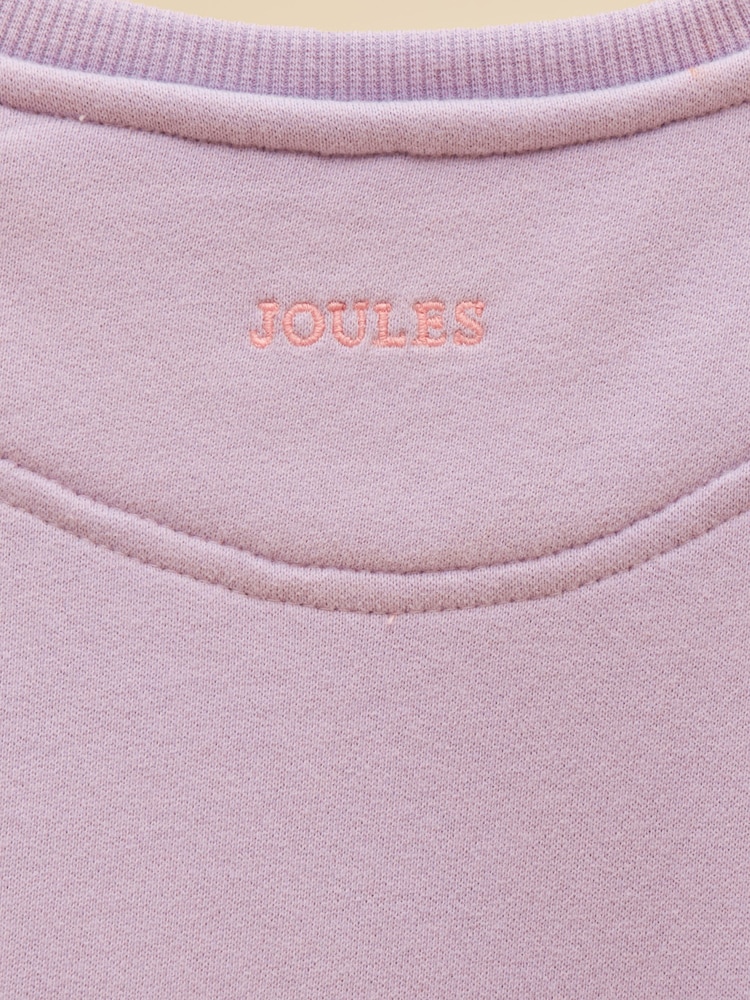 Joules Girls' Summerdays Lilac Purple Screenprint Crew Neck Sweatshirt - Image 5 of 5