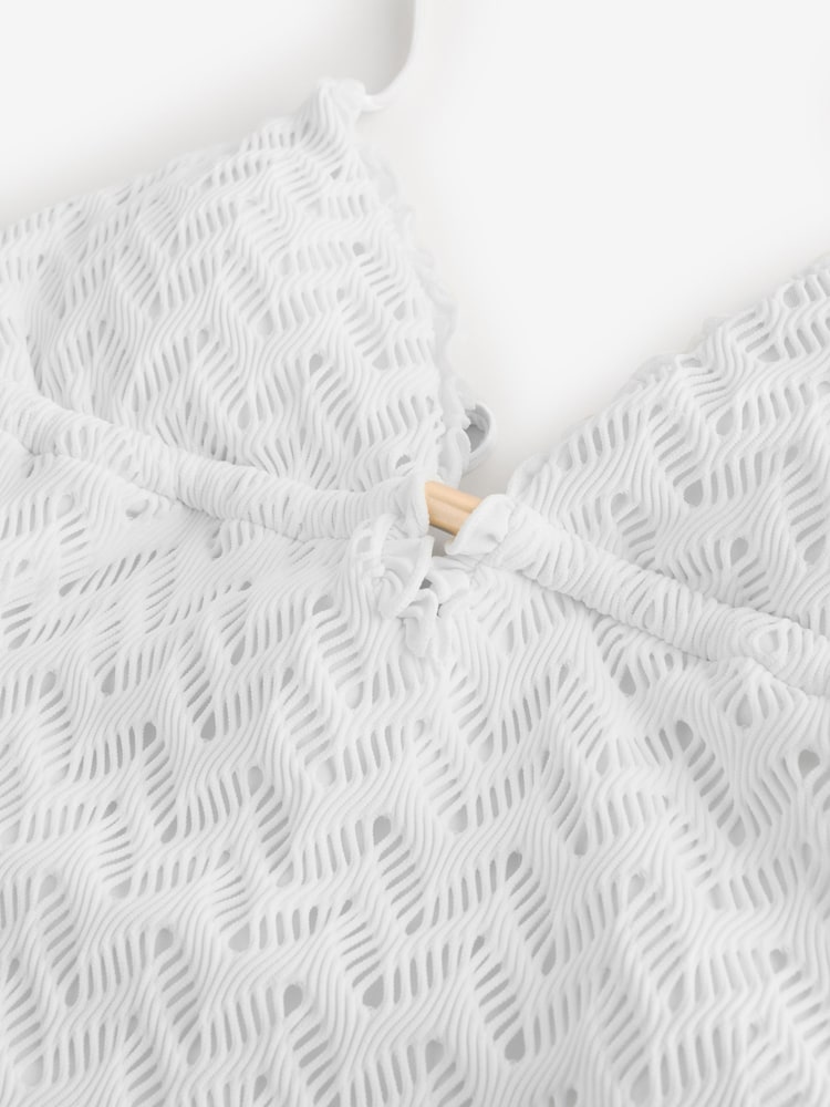 B by Ted Baker Cream Crochet Plunge Swimsuit with Tummy Control - Image 2 of 5