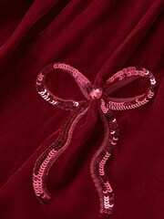 Monsoon Red Broderie Top & Bow Velvet Pinafore Dress Set - Image 4 of 4