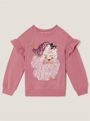 Monsoon Pink Sequin Santa Christmas Sweatshirt - Image 2 of 4