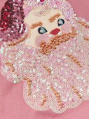 Monsoon Pink Sequin Santa Christmas Sweatshirt - Image 4 of 4