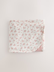 Pink Ditsy Floral Cotton Baby Muslin Blanket - Image 1 of 7