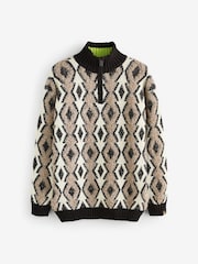 Scotch & Soda Cream Argyles Jacquard Dropped Shoulder Pullover Jumper - Image 1 of 1