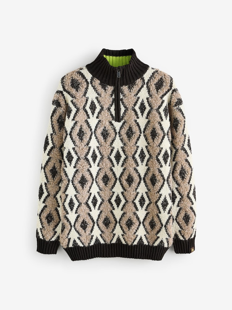Scotch & Soda Cream Argyles Jacquard Dropped Shoulder Pullover Jumper - Image 1 of 1