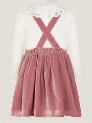 Monsoon Pink Baby Broderie Top & Bow Pinafore Dress Set - Image 2 of 3