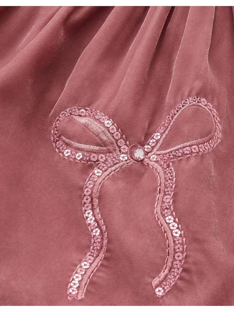Monsoon Pink Baby Broderie Top & Bow Pinafore Dress Set - Image 3 of 3