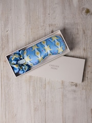 Chelsea Peers Blue Satin Tiled Moon Print Sleep Mask & Scrunchie Gift Set - Image 1 of 4