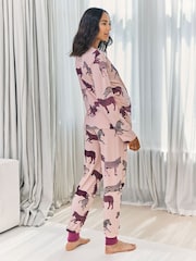 طقم بيجامة ببنطلون طويل للحوامل بطبعة حمار وحشي من Chelsea Peers - صورة 4 من 6