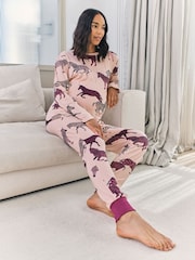 طقم بيجامة ببنطلون طويل للحوامل بطبعة حمار وحشي من Chelsea Peers - صورة 6 من 6