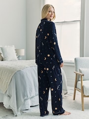 Chelsea Peers Blue Maternity TENCEL™ Modal Celestial Zebra Long Pyjama Set - Image 3 of 5