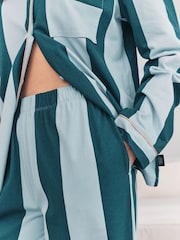 Chelsea Peers Blue Stripe Long Pyjama Set - Image 5 of 6