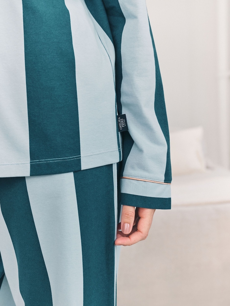 Chelsea Peers Blue Stripe Long Pyjama Set - Image 6 of 6