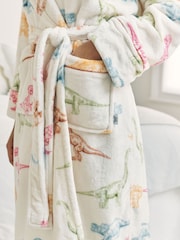Chelsea Peers White Fleece Dinosaur Print Dressing Gown - Image 3 of 5