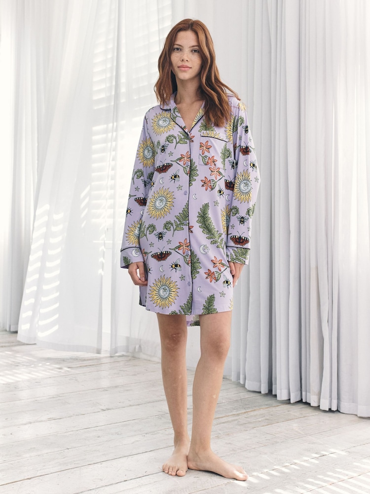 Chelsea Peers Purple Moonlit Forest Print Nightshirt - Image 1 of 5