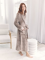 Chelsea Peers Brown Fleece Long Dressing Gown - Image 2 of 5