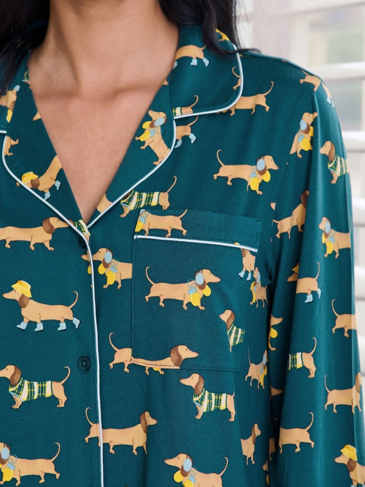 Chelsea Peers Sausage Dog Stroll Print Long Pyjama Set - صورة 6 من 6 Chelsea Peers Sausage Dog Stroll Print Long Pyjama Set - صورة 6 من 6