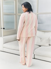 Chelsea Peers White Stripe Long Pyjamas Set - Dusky Pink - Image 2 of 8