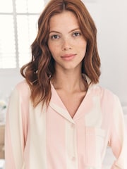 Chelsea Peers White Stripe Long Pyjamas Set - Dusky Pink - Image 7 of 8