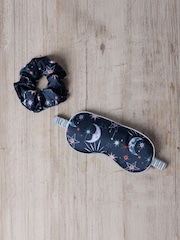Chelsea Peers Blue Satin Mystic Moon Print Sleep Mask & Scrunchie Gift Set - Image 2 of 4