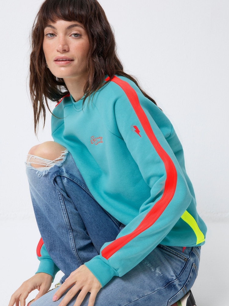 SCAMP & DUDE Green Oversized Sweatshirt Colourblock - Image 2 of 5