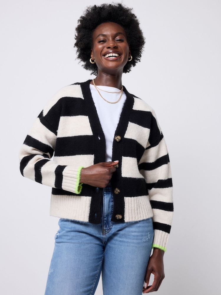 SCAMP & DUDE Cream Cardigan with Bold Stripe - Image 1 of 5