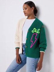 SCAMP & DUDE Green Lofty Colour Block Cardigan - Image 1 of 4