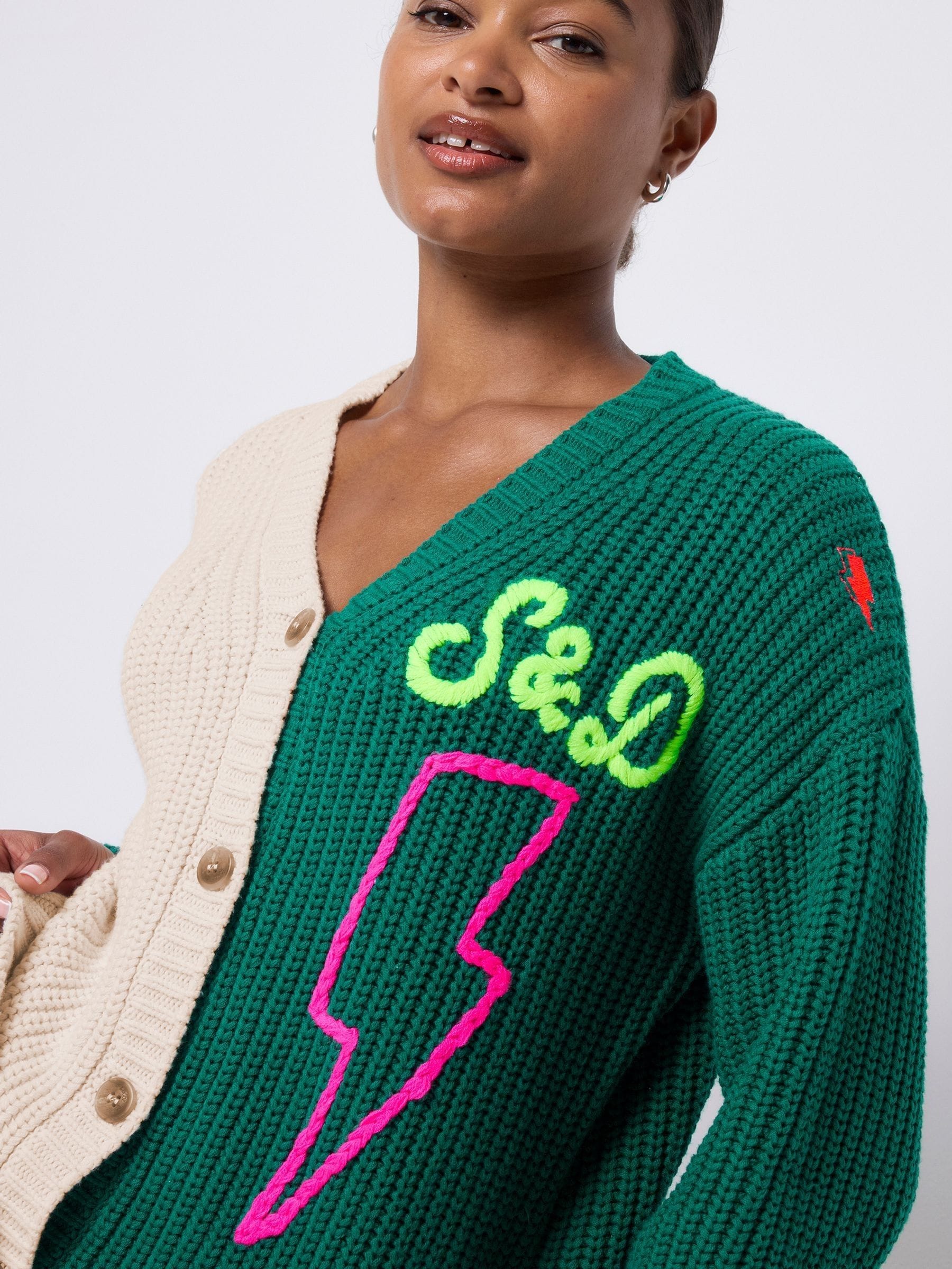 Buy SCAMP & DUDE Green Lofty Colour Block Cardigan from the Next