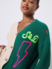 SCAMP & DUDE Green Lofty Colour Block Cardigan - Image 3 of 4