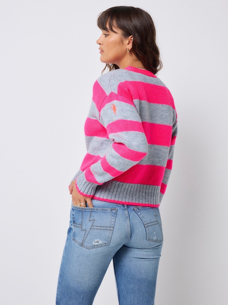 SCAMP & DUDE Grey Cardigan with Bold Stripe - Image 2 of 5