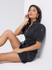 SCAMP & DUDE Denim Zip Front Playsuit - Imagem 4 de 5