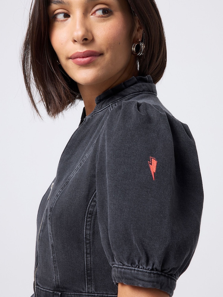 SCAMP & DUDE Denim Zip Front Playsuit - Imagem 5 de 5